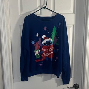 Blue Holiday Sweater “Merry Stitchmas”
